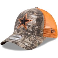 Men's Dallas Cowboys New Era Realtree Camo/Orange Trucker 9FORTY Adjustable Snapback Hat 2732584